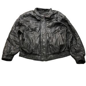 Vintage Czar Thermolite Insulated Bomber Leather Jacket Jacket Mens Large Black